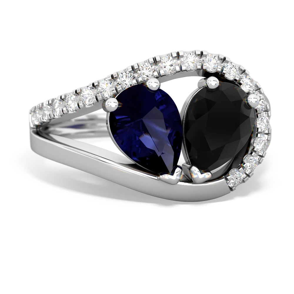 Sapphire Nestled Heart Keepsake 14K White Gold ring R5650