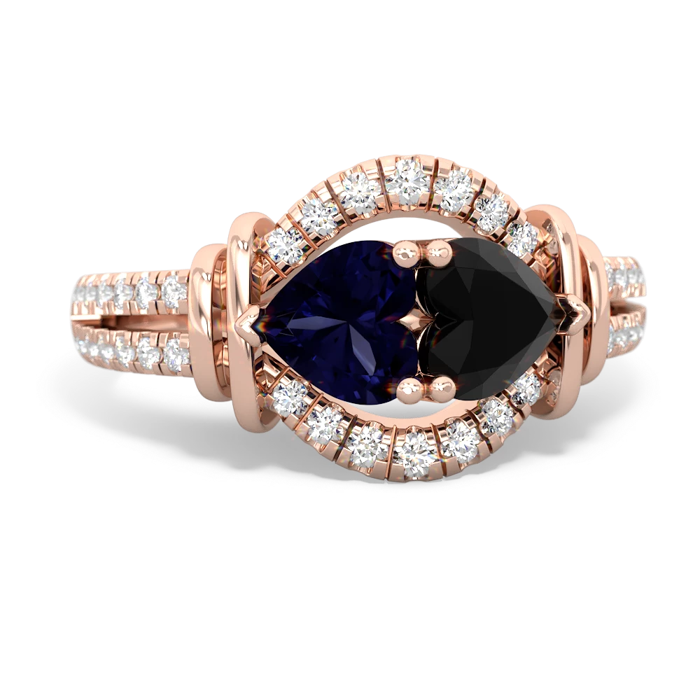 Sapphire Art-Deco Keepsake 14K Rose Gold ring R5630