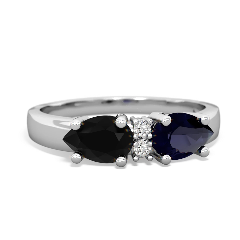 Sapphire Pear Bowtie 14K White Gold ring R0865