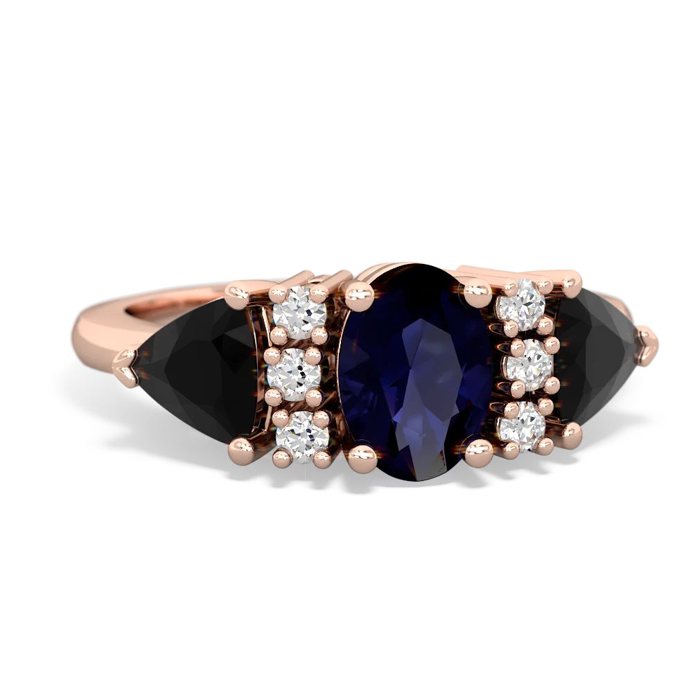 Sapphire Antique Style Three Stone 14K Rose Gold ring R2186