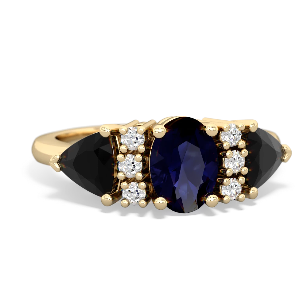 Sapphire Antique Style Three Stone 14K Yellow Gold ring R2186