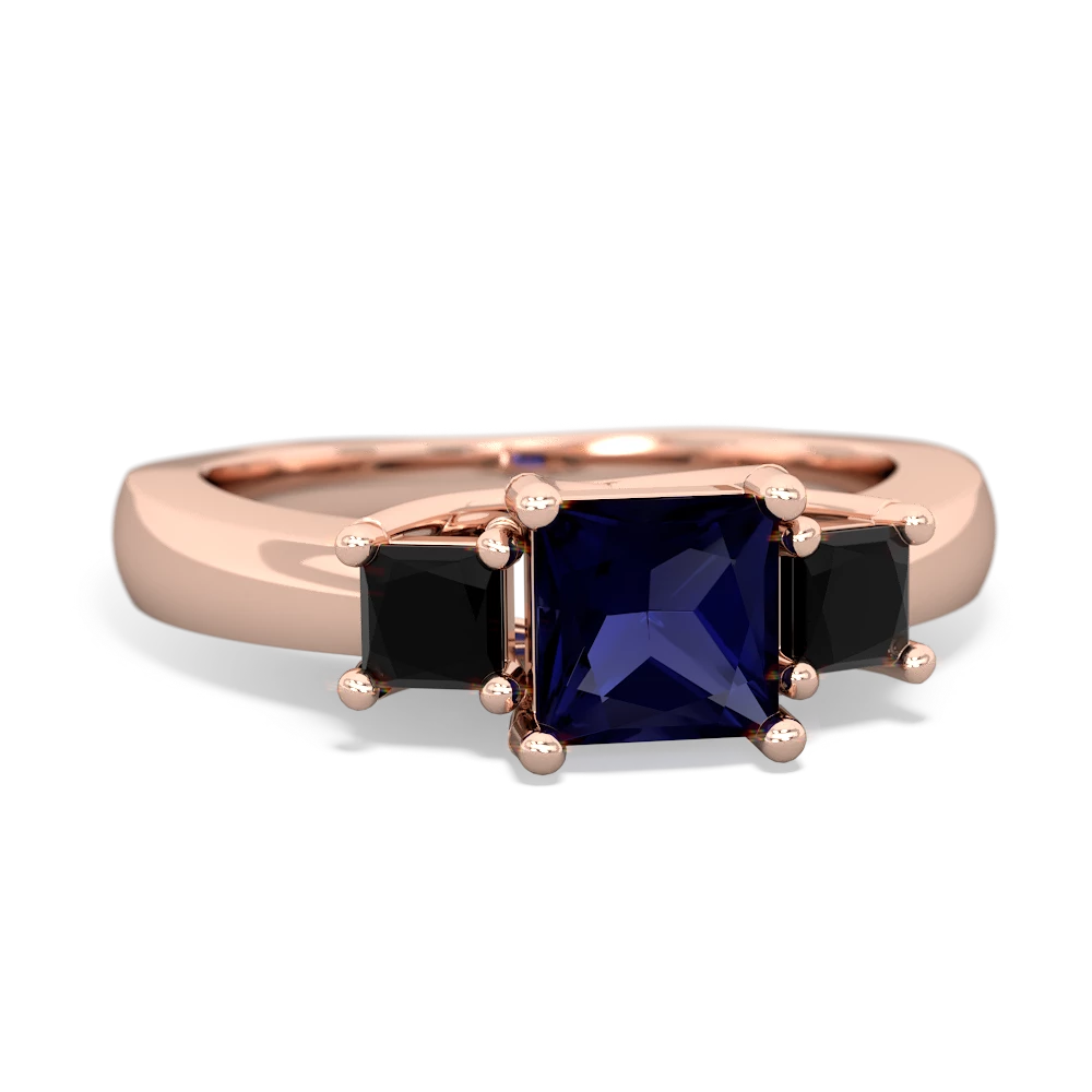 Sapphire Three Stone Trellis 14K Rose Gold ring R4015