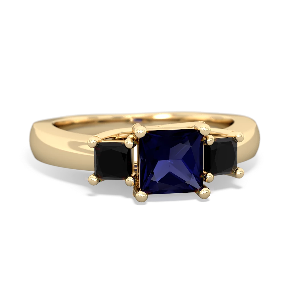 Sapphire Three Stone Trellis 14K Yellow Gold ring R4015