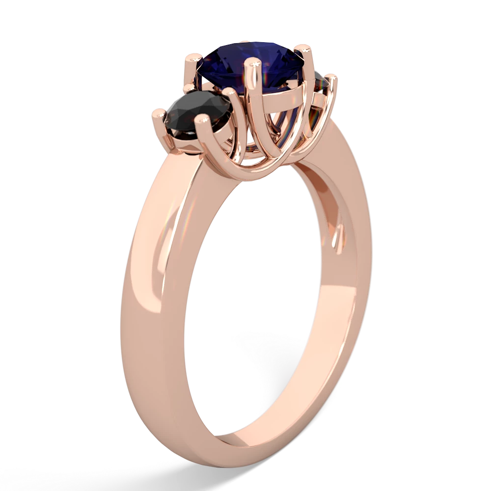 Sapphire Three Stone Round Trellis 14K Rose Gold ring R4018