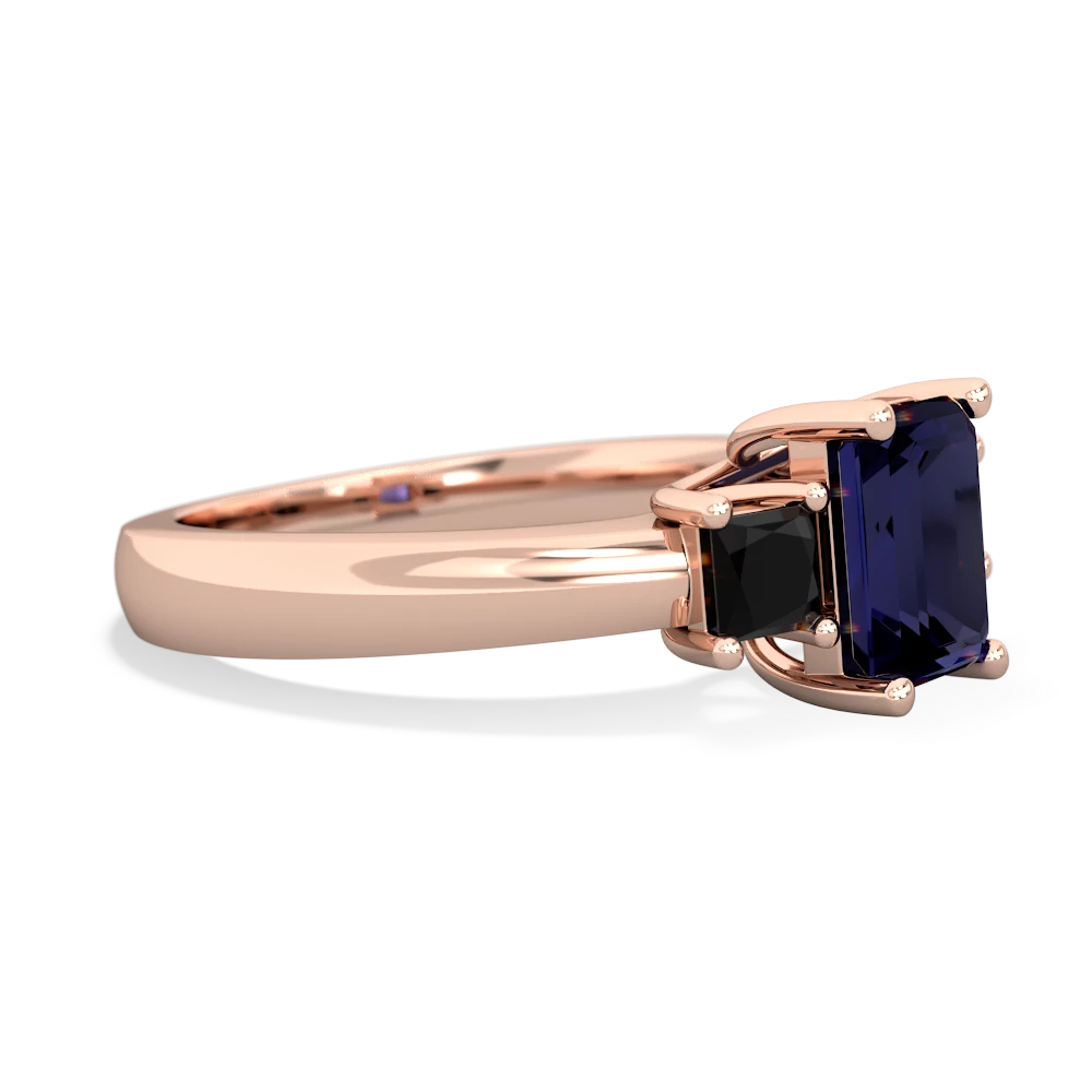 Sapphire Three Stone Emerald-Cut Trellis 14K Rose Gold ring R4021