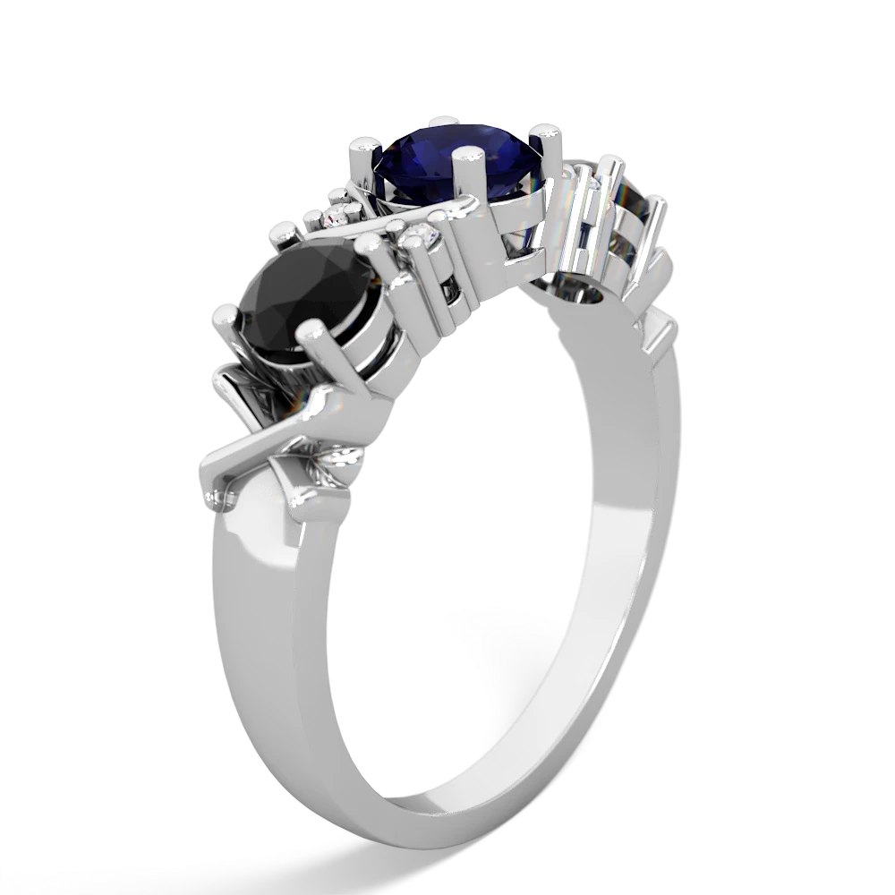 Sapphire Hugs And Kisses 14K White Gold ring R5016