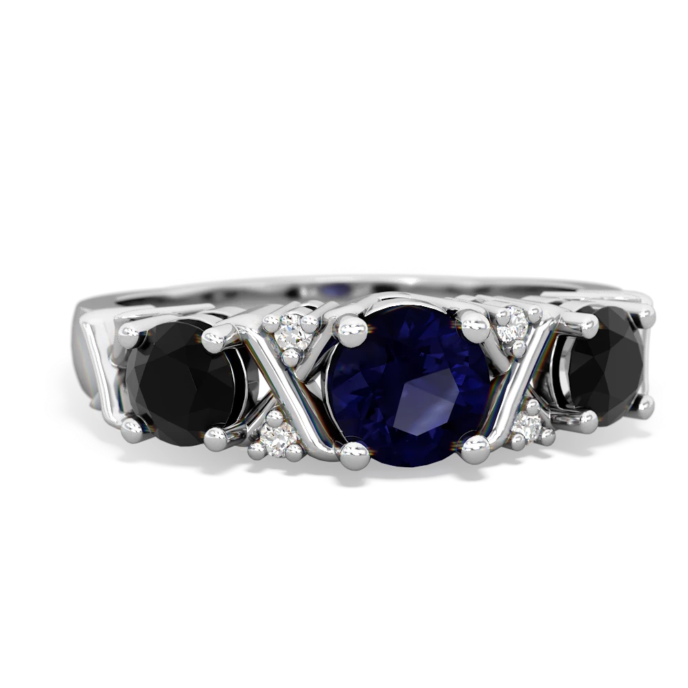 Sapphire Hugs And Kisses 14K White Gold ring R5016