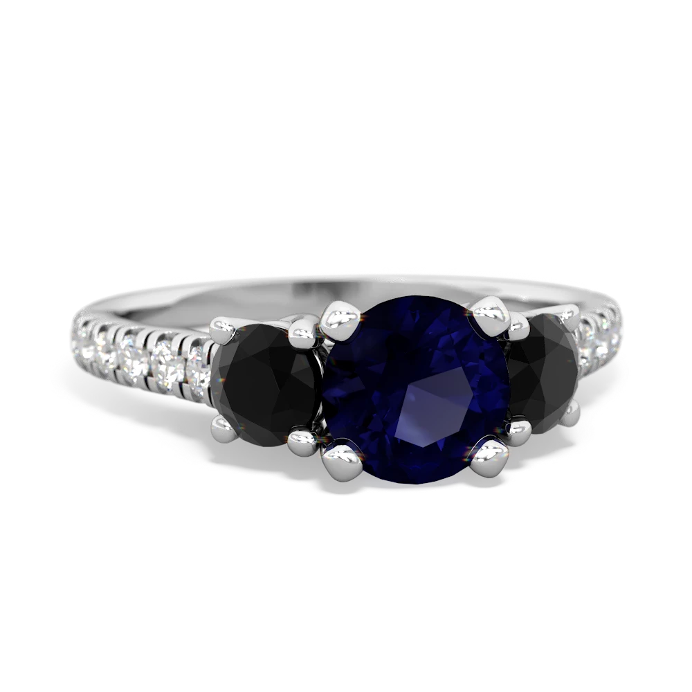 Sapphire Pave Trellis 14K White Gold ring R5500