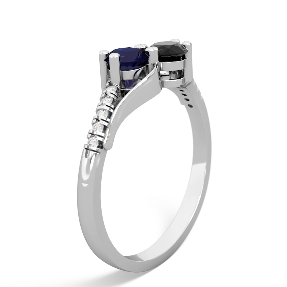 Sapphire Infinity Pave Two Stone 14K White Gold ring R5285