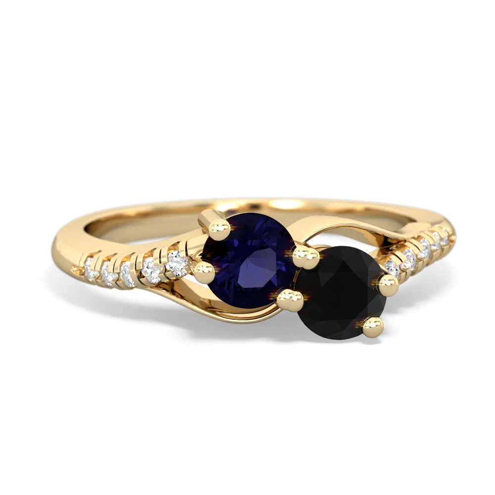 Sapphire Infinity Pave Two Stone 14K Yellow Gold ring R5285