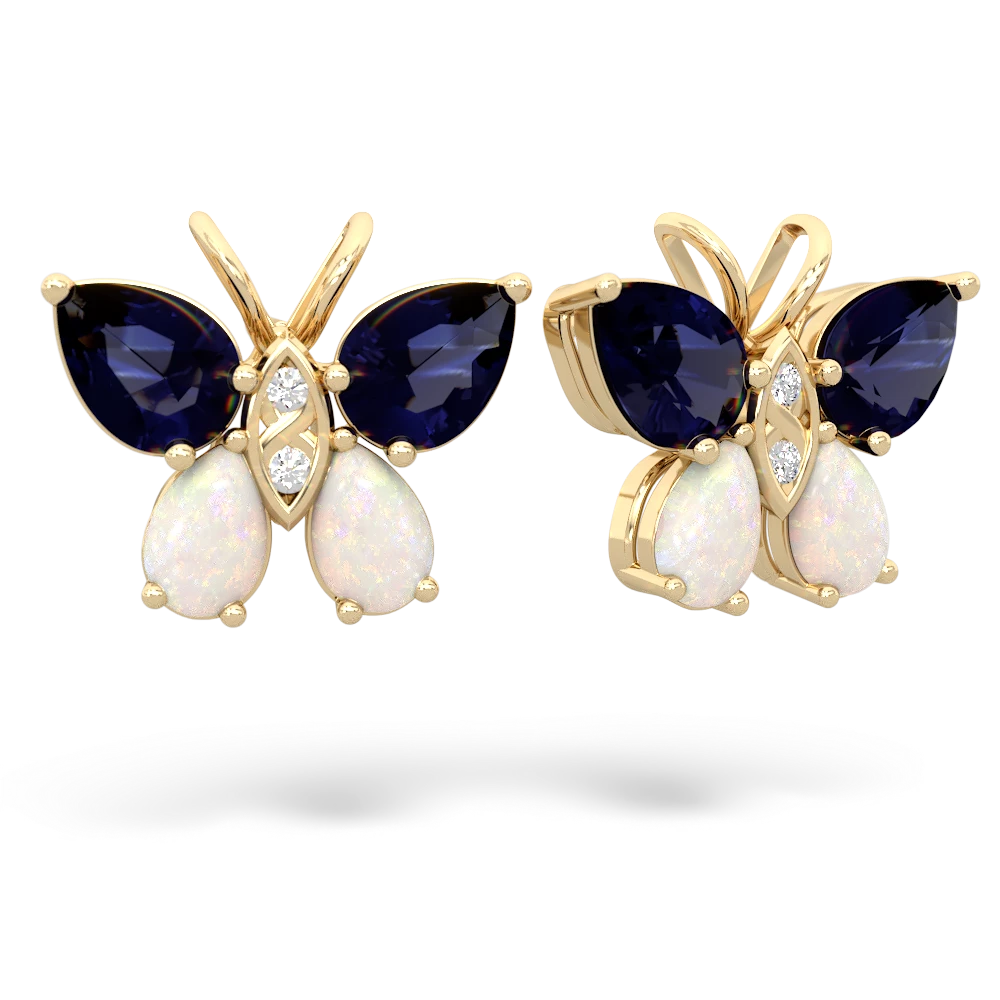 Sapphire Butterfly 14K Yellow Gold earrings E2215