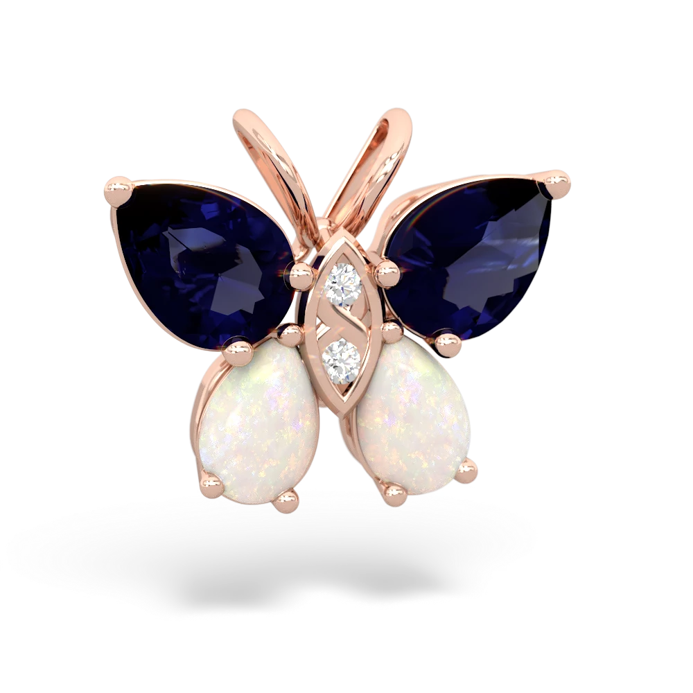 Sapphire Butterfly 14K Rose Gold pendant P2215