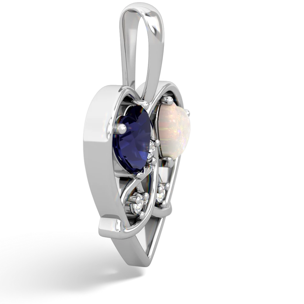 Sapphire Celtic Trinity Heart 14K White Gold pendant P5331