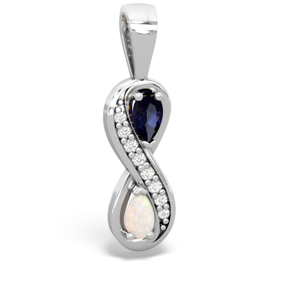 Sapphire Diamond Infinity 14K White Gold pendant P5390