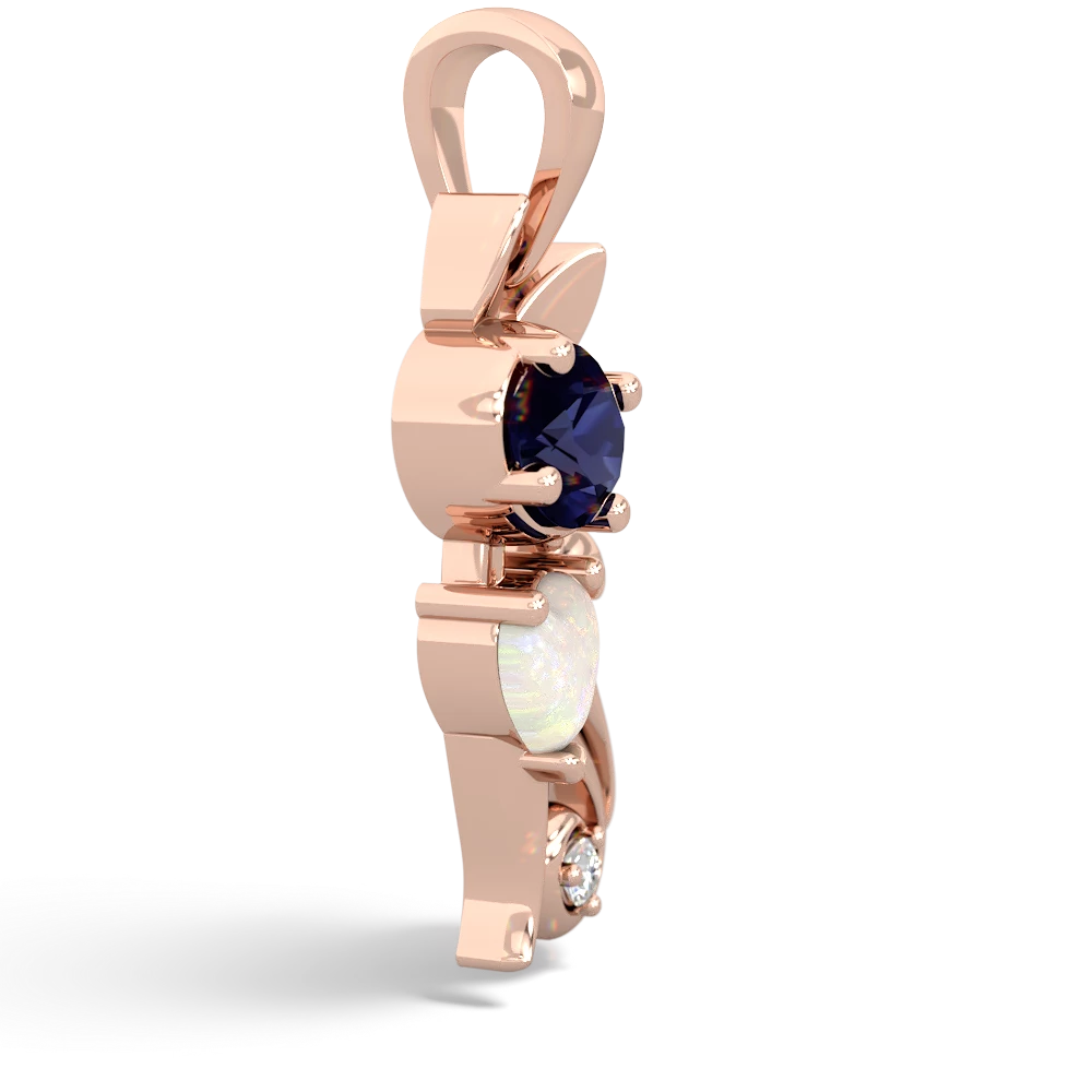 Sapphire Kitten 14K Rose Gold pendant P5780