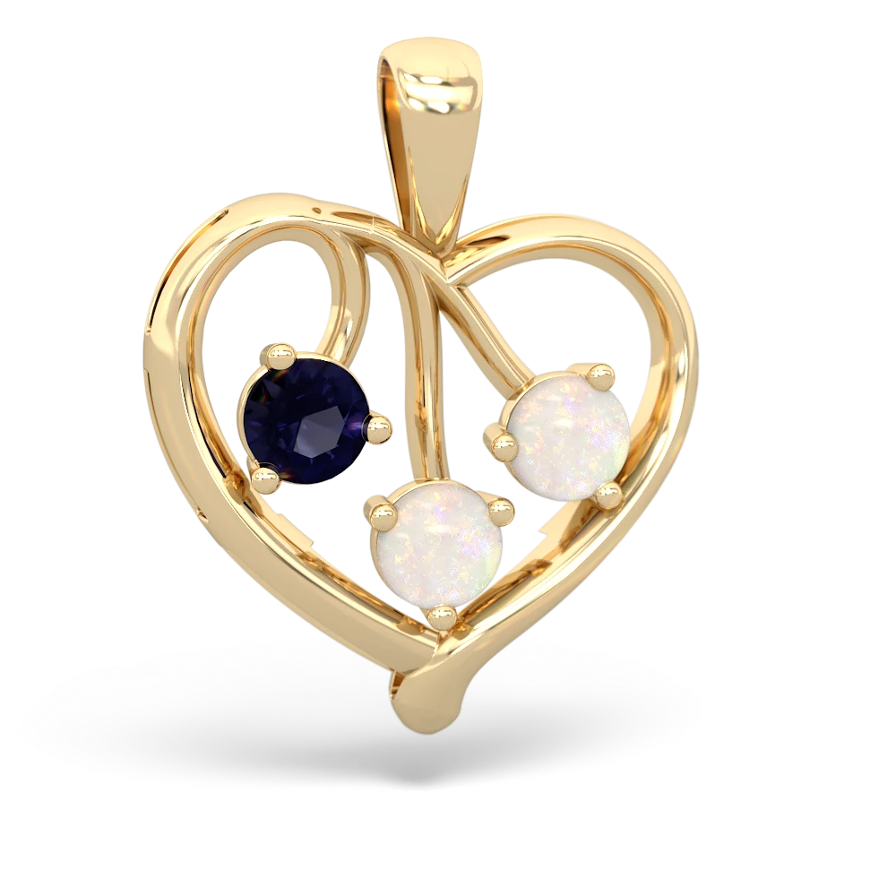 Sapphire Glowing Heart 14K Yellow Gold pendant P2233