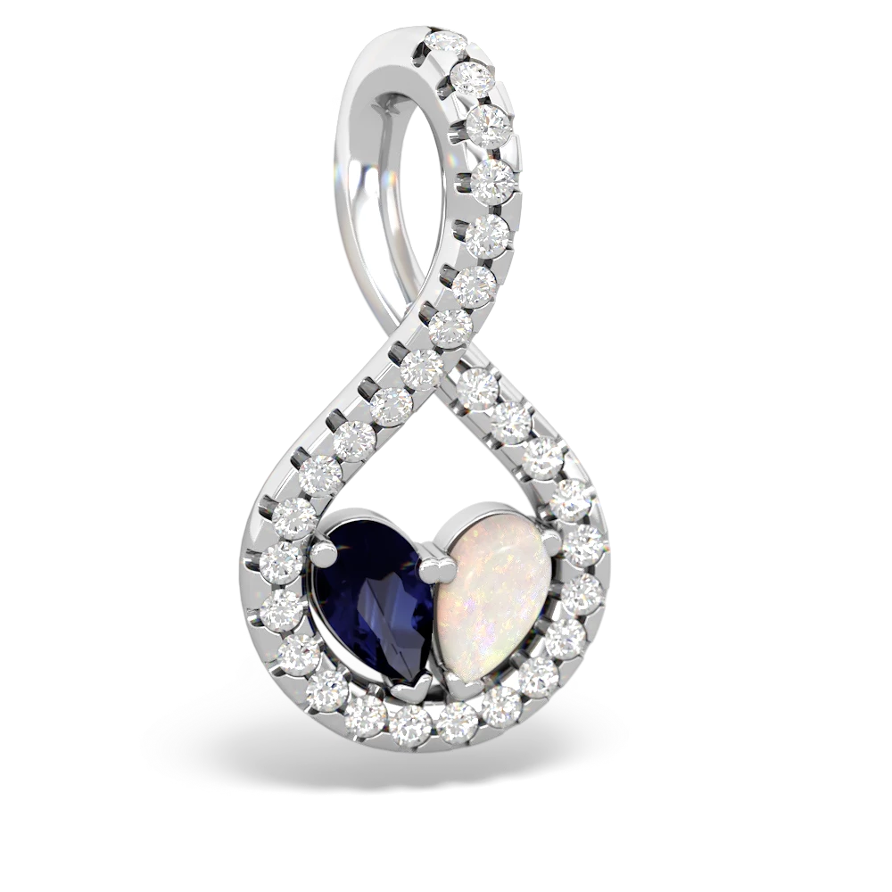 Sapphire Pave Twist 'One Heart' 14K White Gold pendant P5360