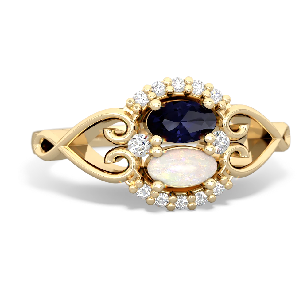 Sapphire Love Nest 14K Yellow Gold ring R5860