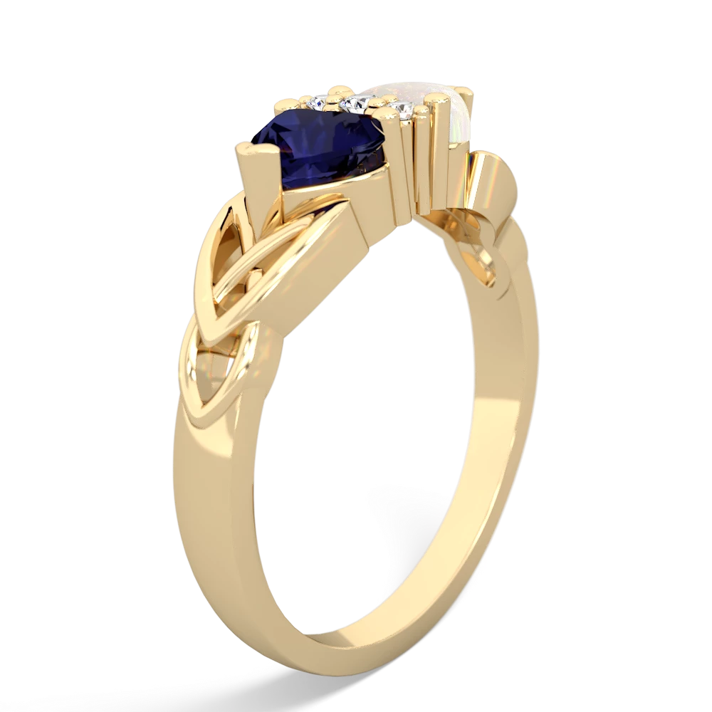 Sapphire Celtic Knot Double Heart 14K Yellow Gold ring R5040