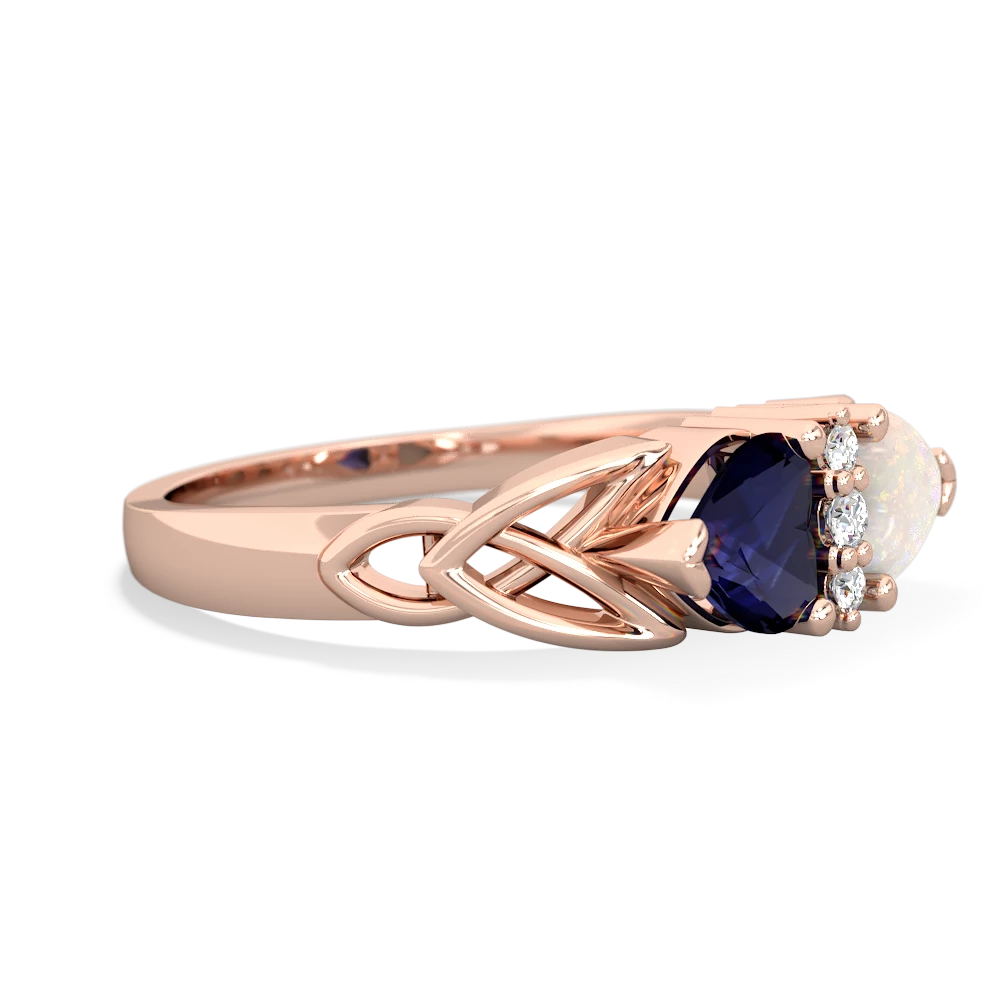 Sapphire Celtic Knot Double Heart 14K Rose Gold ring R5040