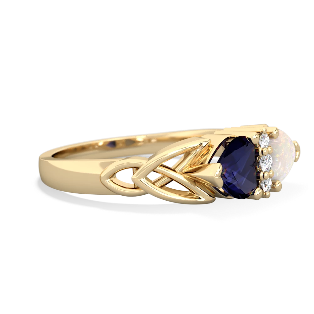 Sapphire Celtic Knot Double Heart 14K Yellow Gold ring R5040