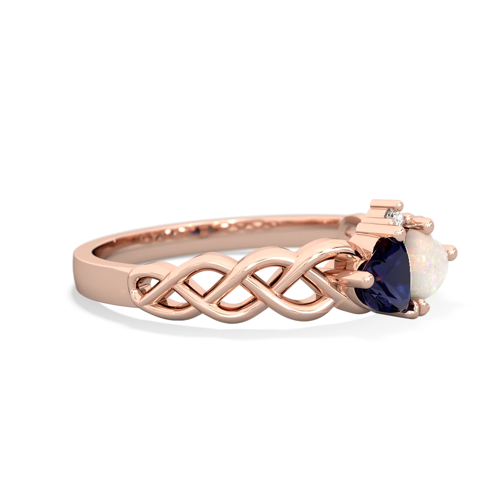 Sapphire Heart To Heart Braid 14K Rose Gold ring R5870
