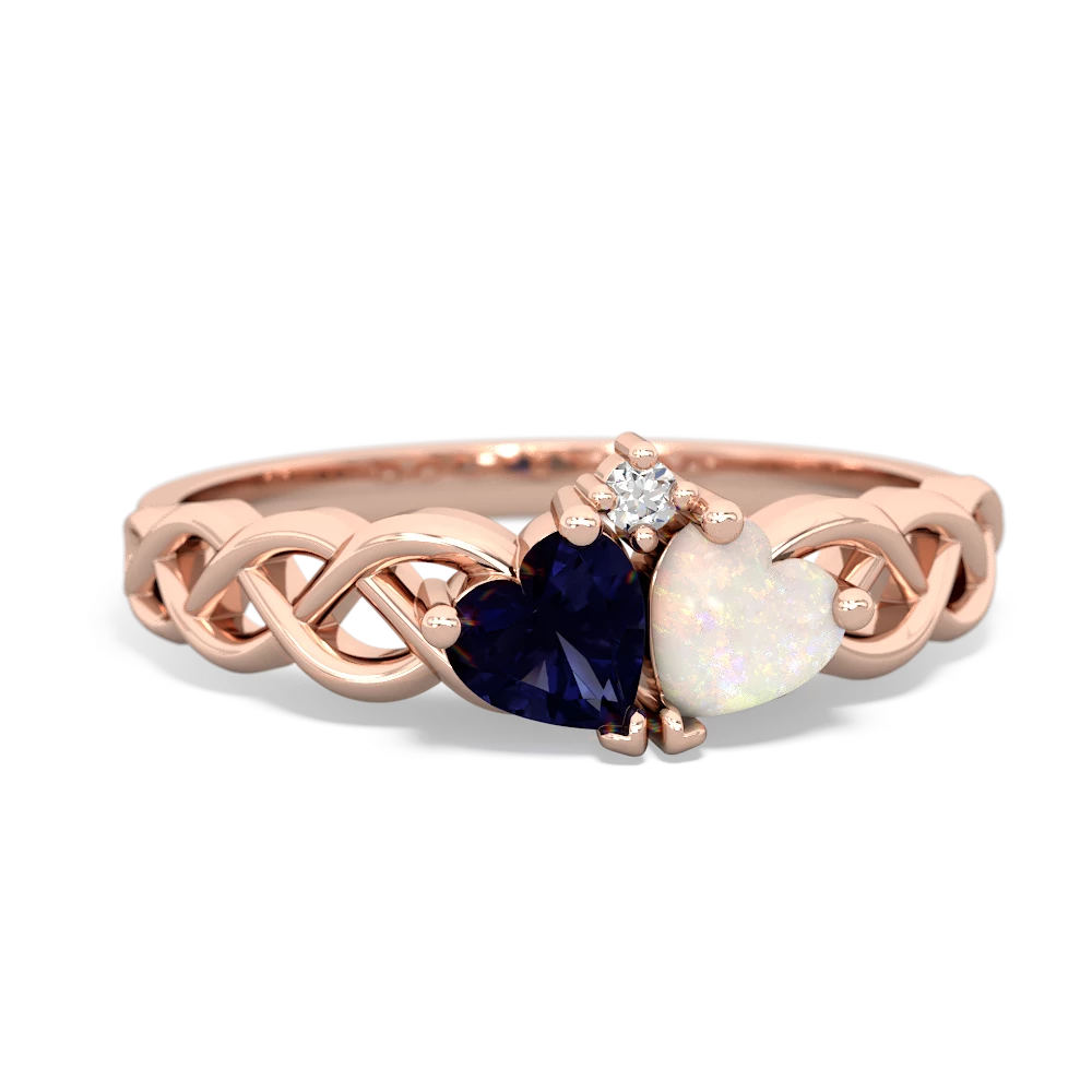 Sapphire Heart To Heart Braid 14K Rose Gold ring R5870