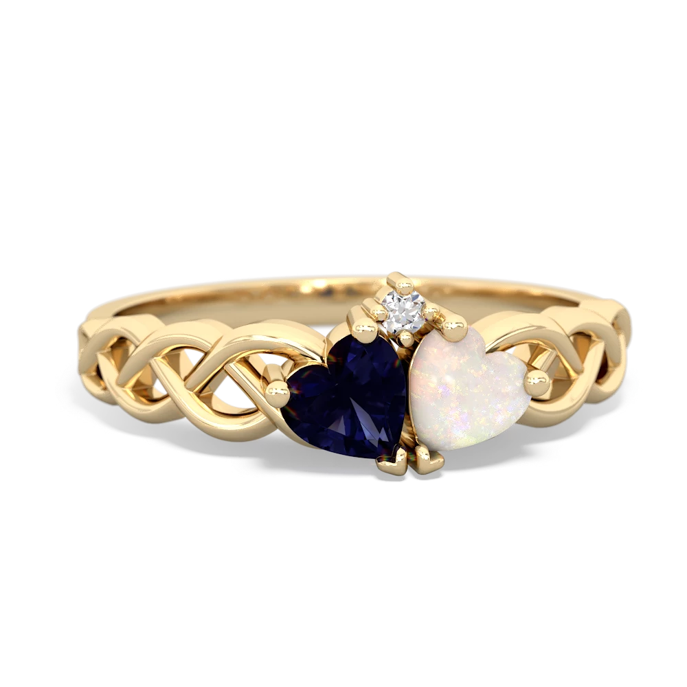 Sapphire Heart To Heart Braid 14K Yellow Gold ring R5870