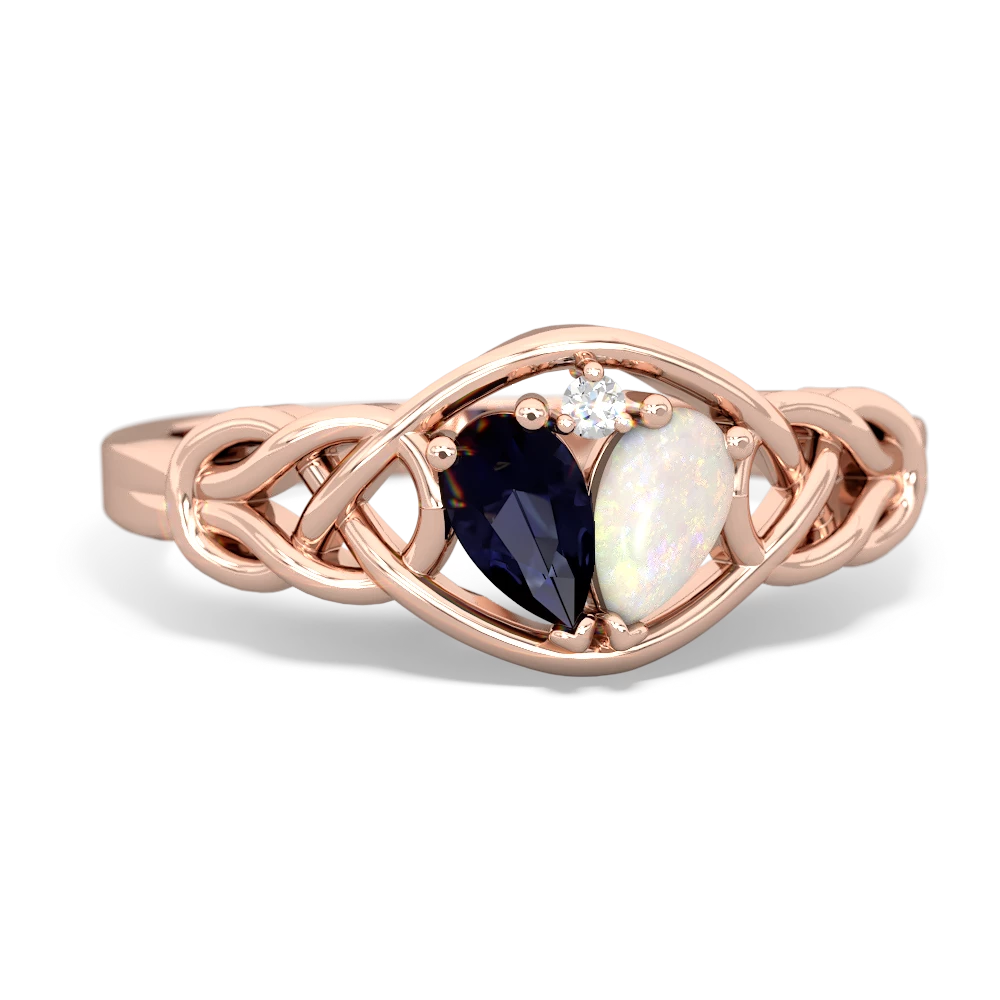 Sapphire Celtic Love Knot 14K Rose Gold ring R5420