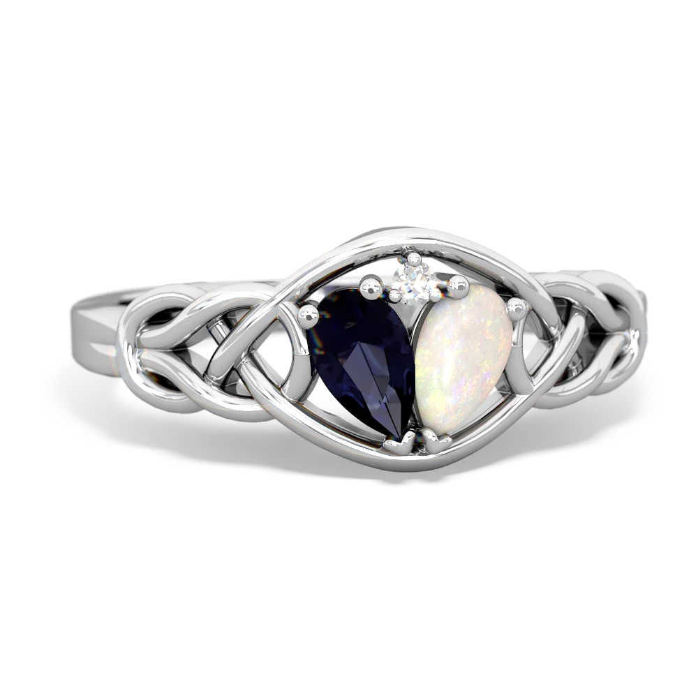 Sapphire Celtic Love Knot 14K White Gold ring R5420