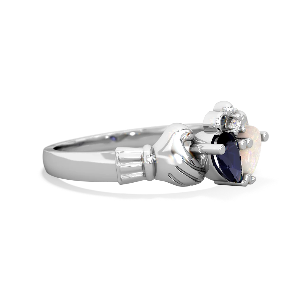 Sapphire 'Our Heart' Claddagh 14K White Gold ring R2388