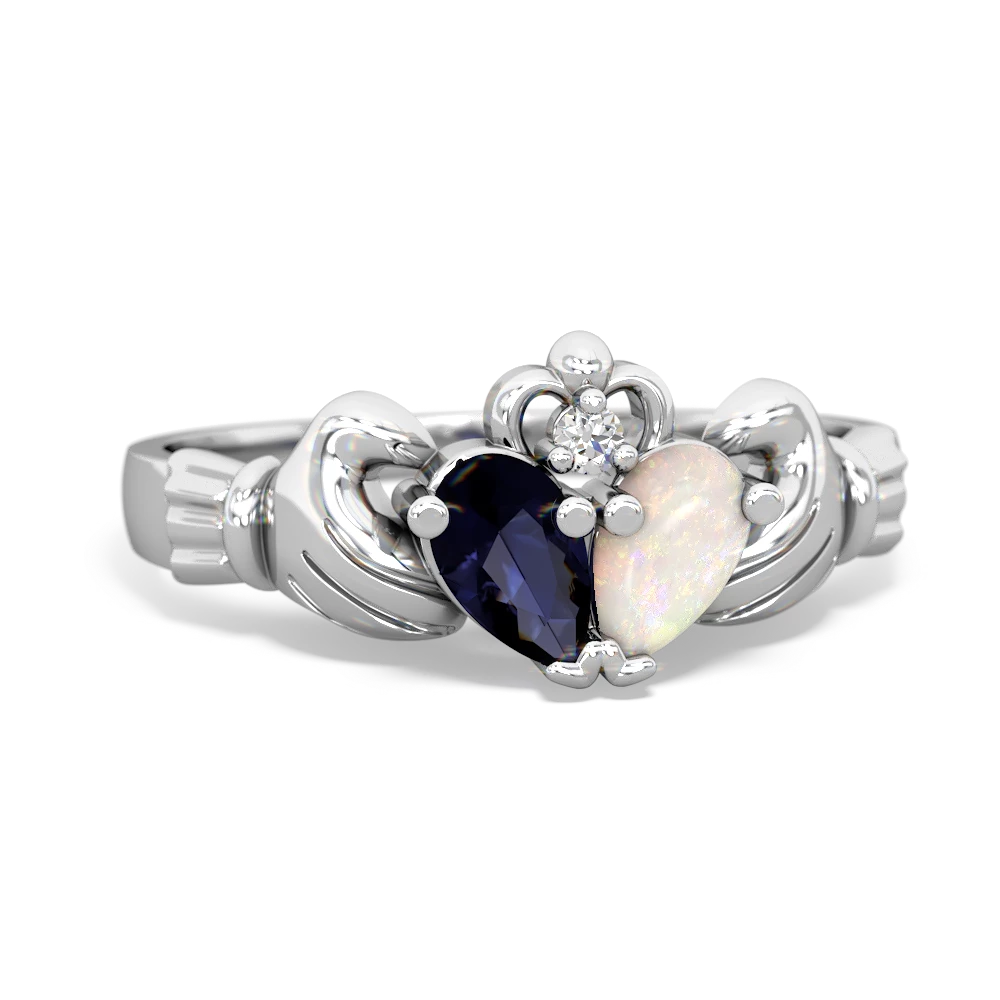 Sapphire 'Our Heart' Claddagh 14K White Gold ring R2388