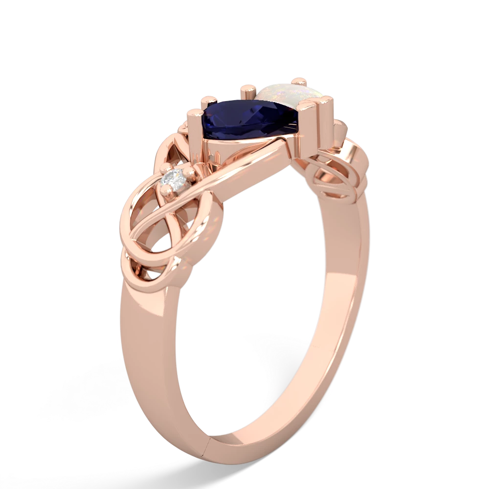 Sapphire 'One Heart' Celtic Knot Claddagh 14K Rose Gold ring R5322