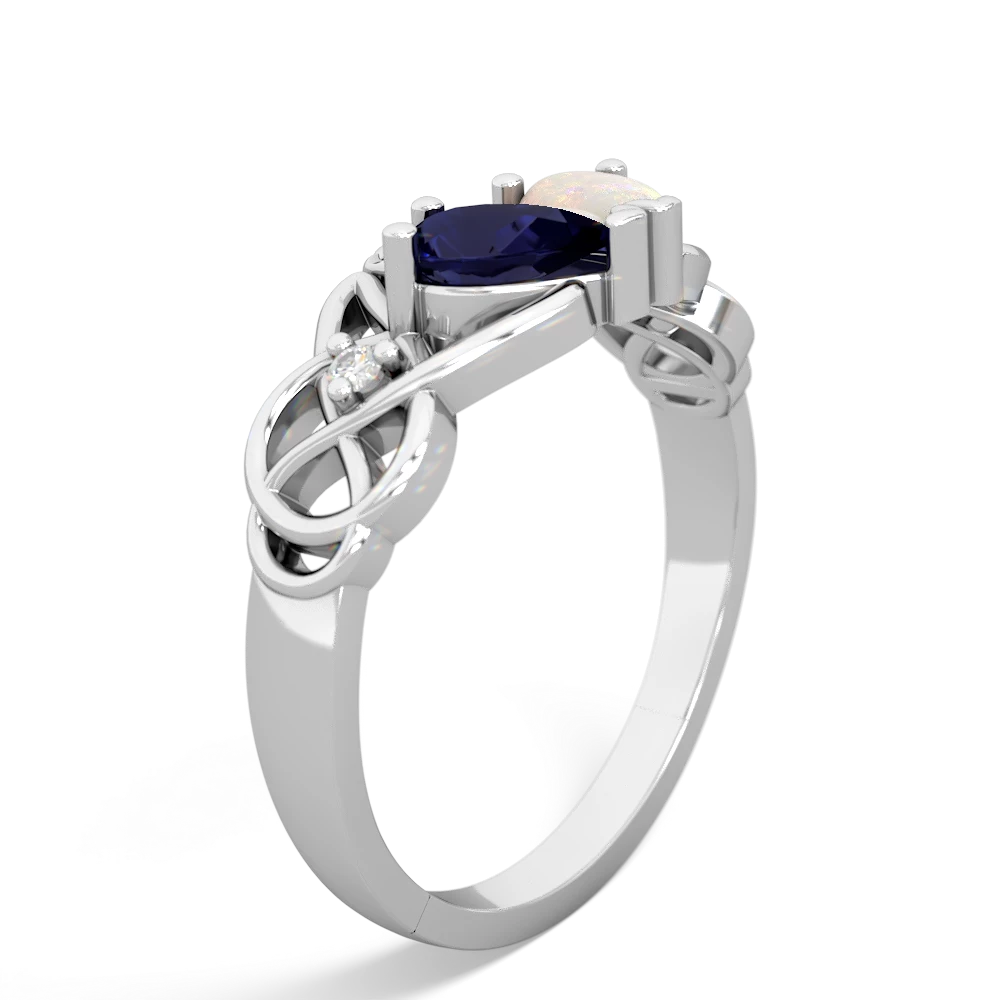 Sapphire 'One Heart' Celtic Knot Claddagh 14K White Gold ring R5322