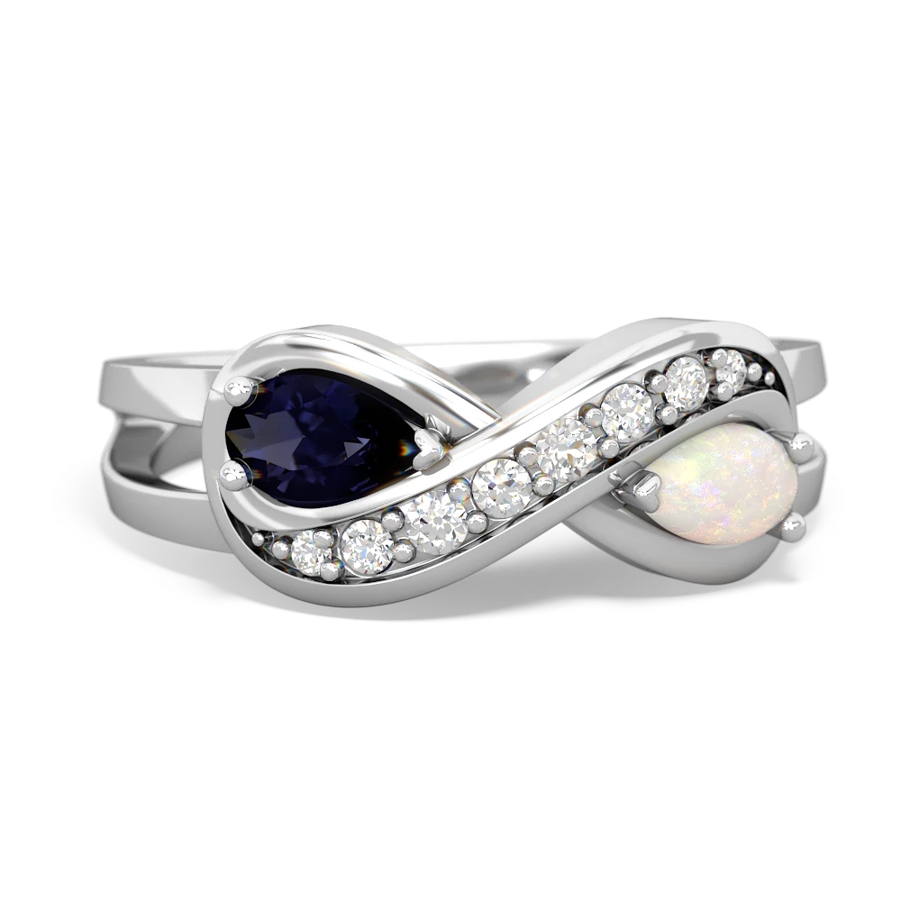 Sapphire Diamond Infinity 14K White Gold ring R5390