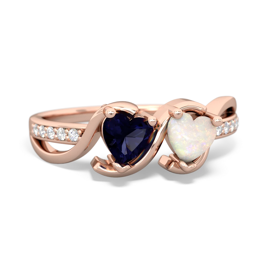 Sapphire Side By Side 14K Rose Gold ring R3090