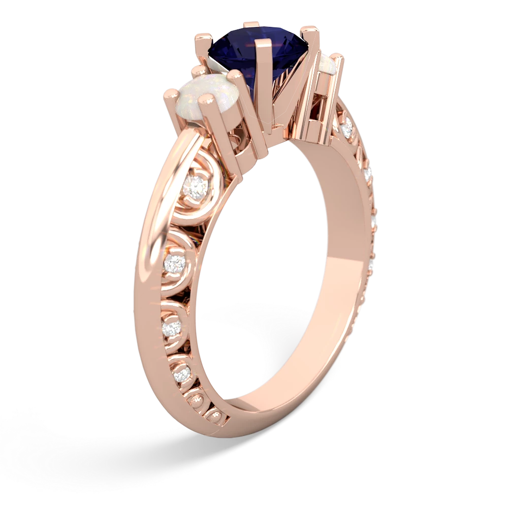 Sapphire Art Deco Eternal Embrace Engagement 14K Rose Gold ring C2003