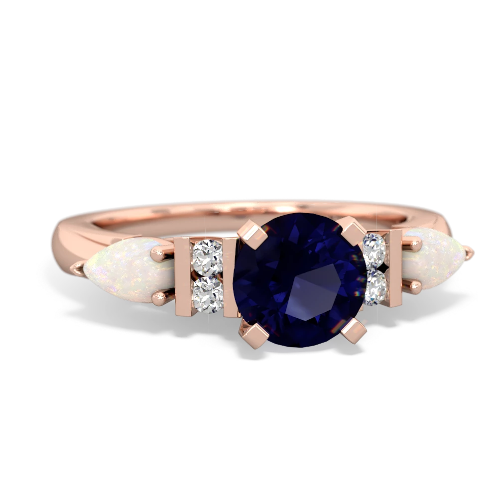 Sapphire 6Mm Round Eternal Embrace Engagement 14K Rose Gold ring R2005