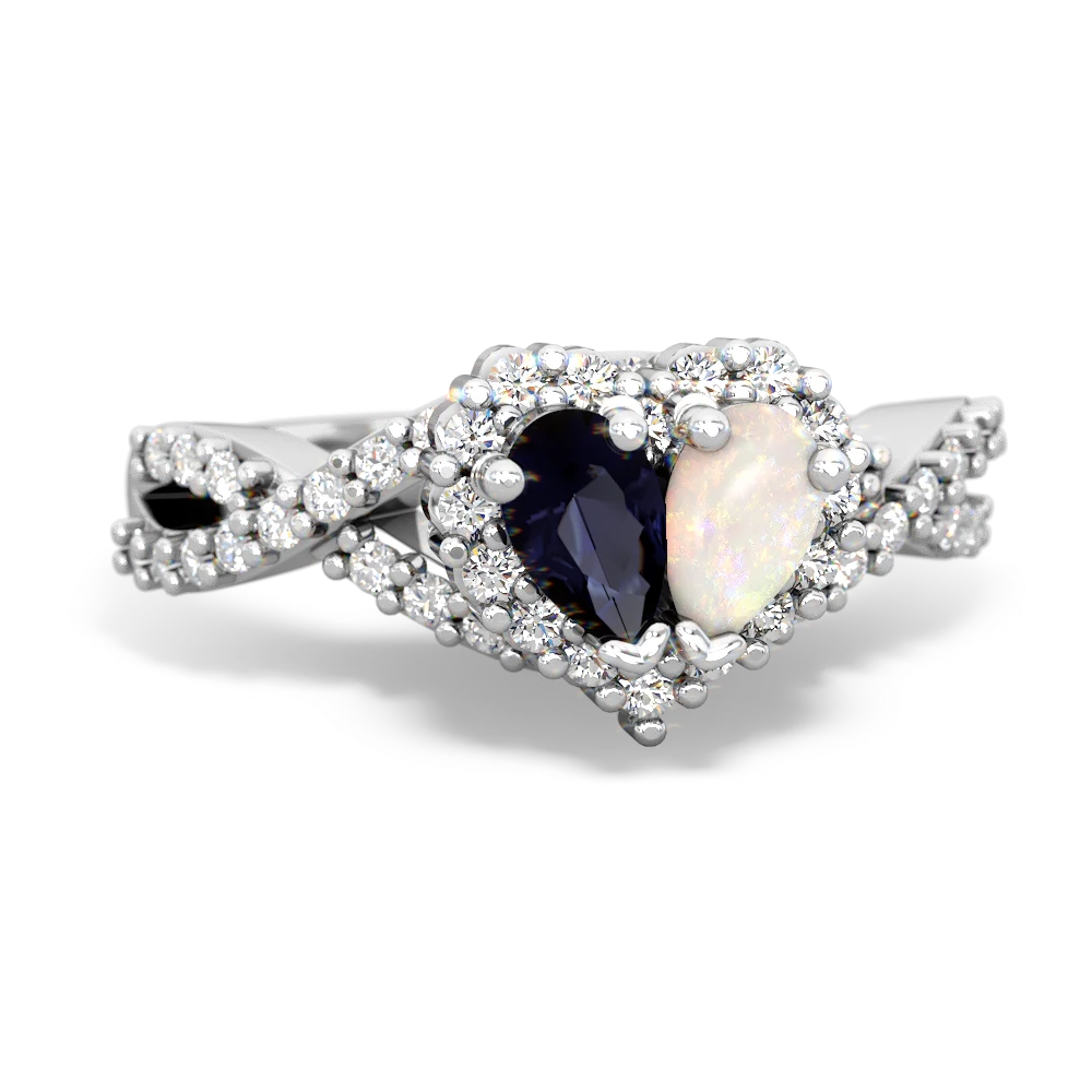 Sapphire Diamond Twist 'One Heart' 14K White Gold ring R2640HRT