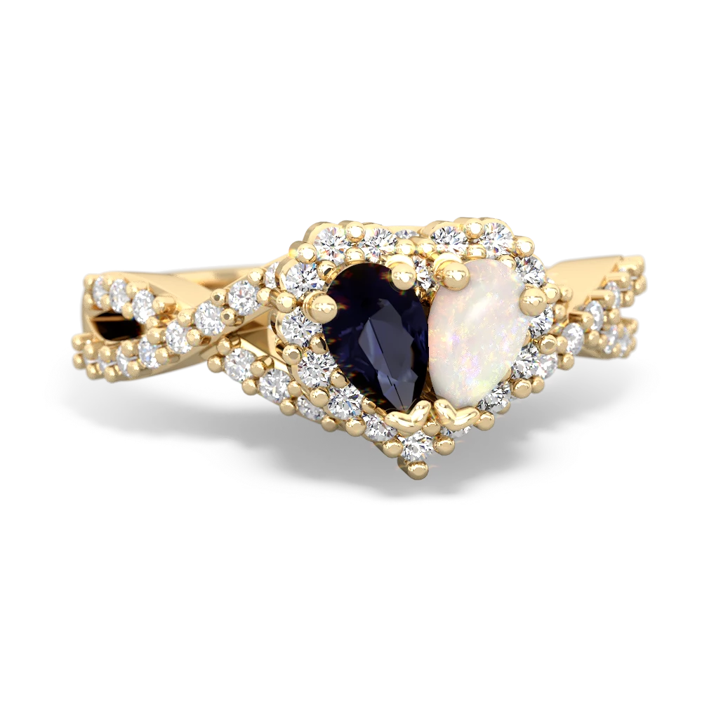 Sapphire Diamond Twist 'One Heart' 14K Yellow Gold ring R2640HRT