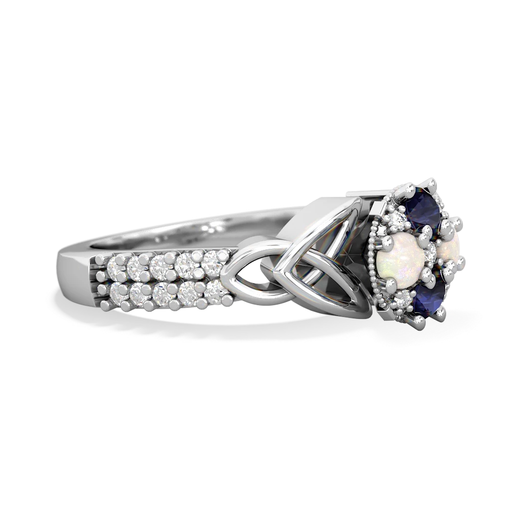 Sapphire Celtic Knot Cluster Engagement 14K White Gold ring R26443RD