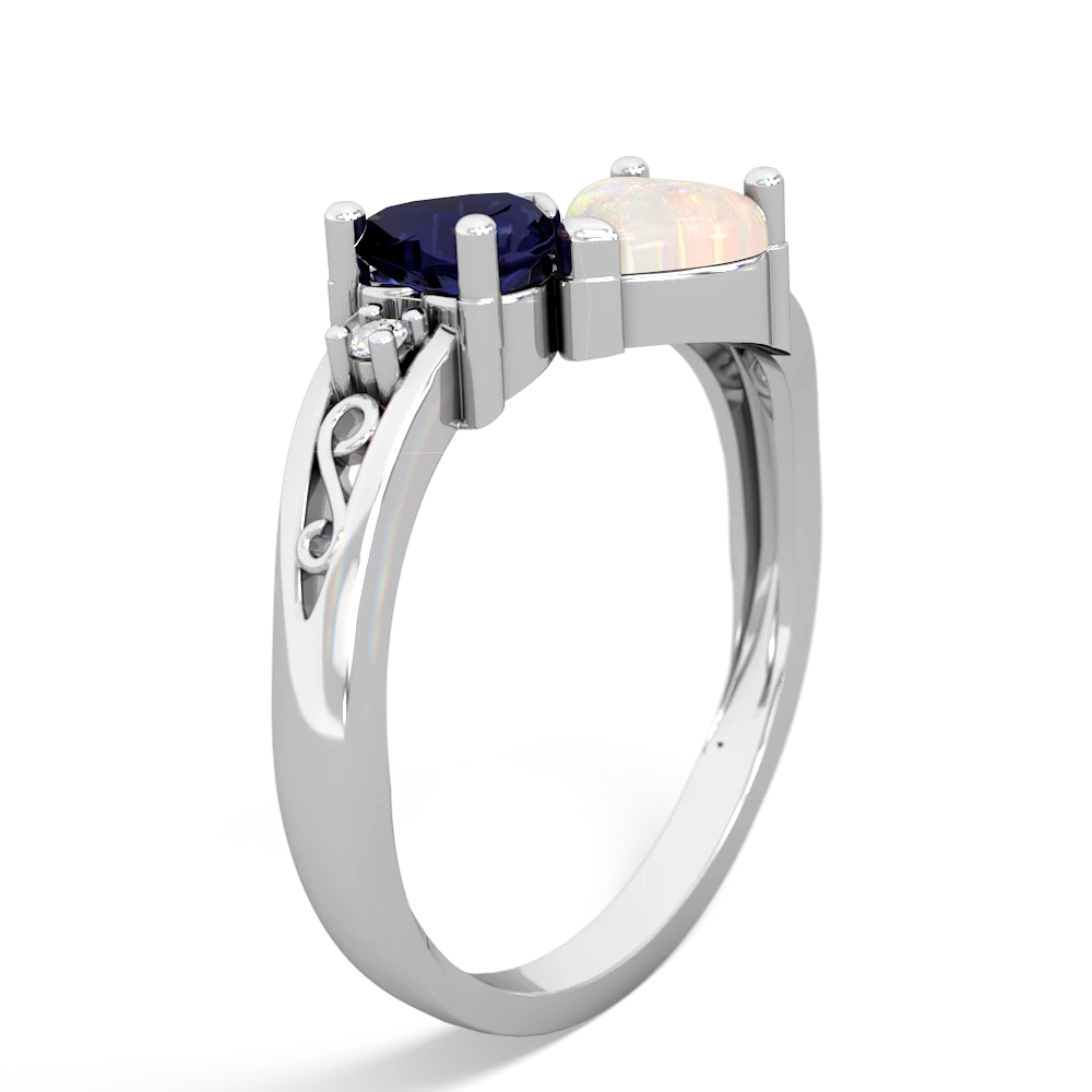 Sapphire Snuggling Hearts 14K White Gold ring R2178