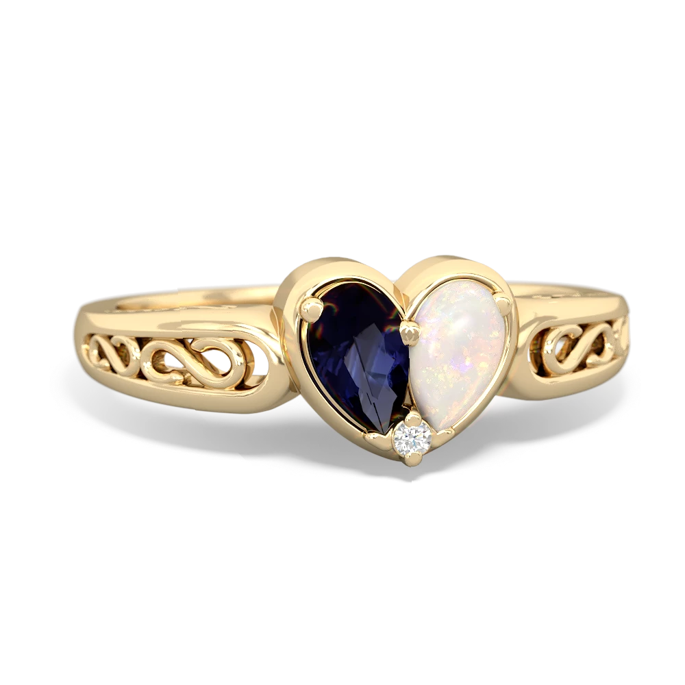 Sapphire Filligree 'One Heart' 14K Yellow Gold ring R5070