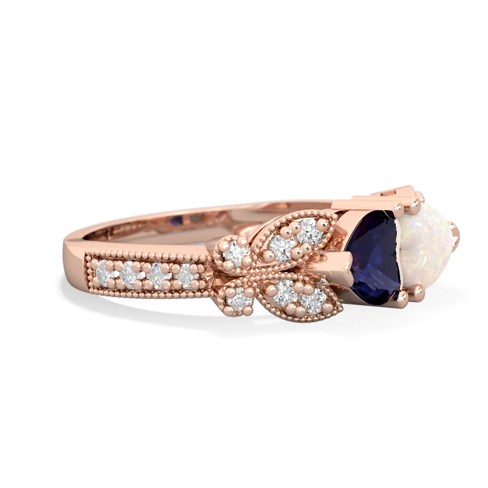 Sapphire Diamond Butterflies 14K Rose Gold ring R5601