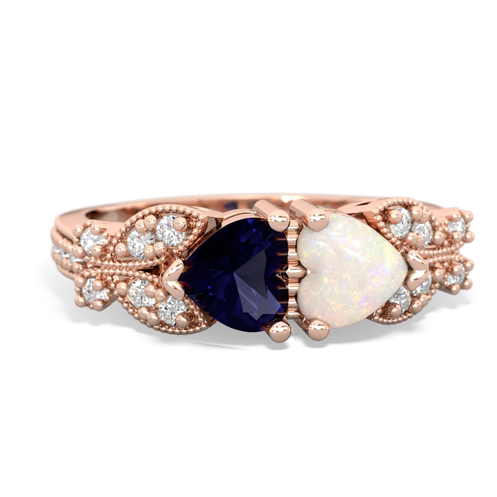 Sapphire Diamond Butterflies 14K Rose Gold ring R5601