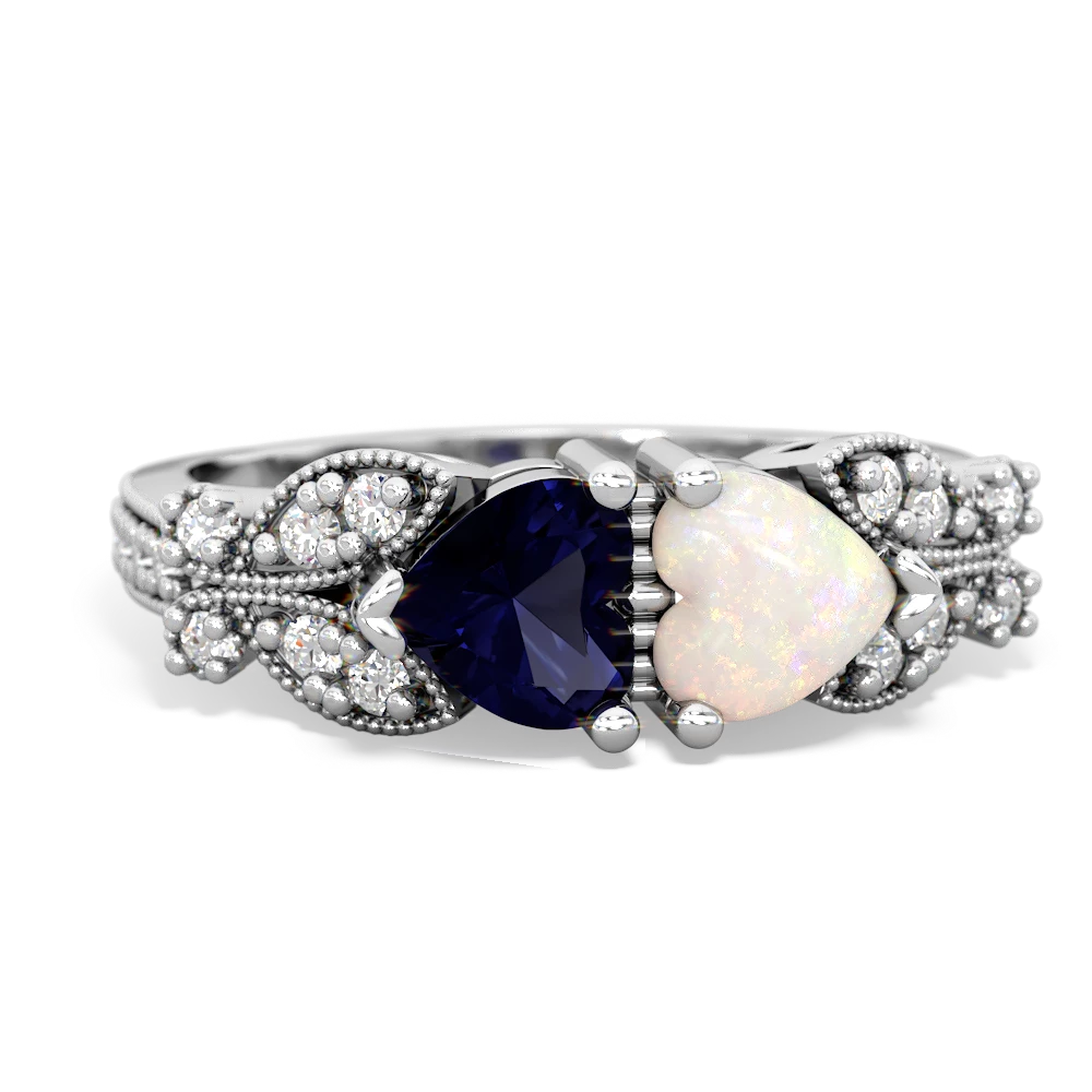 Sapphire Diamond Butterflies 14K White Gold ring R5601