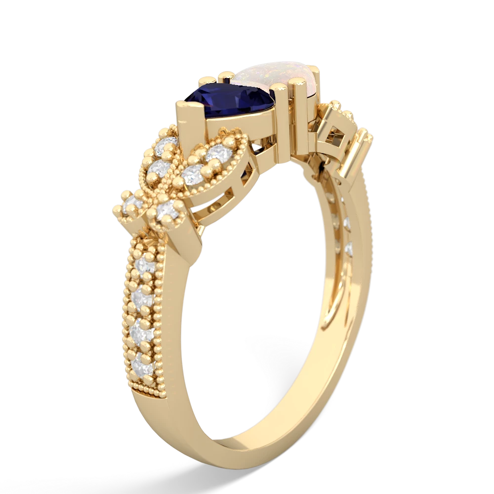 Sapphire Diamond Butterflies 14K Yellow Gold ring R5601