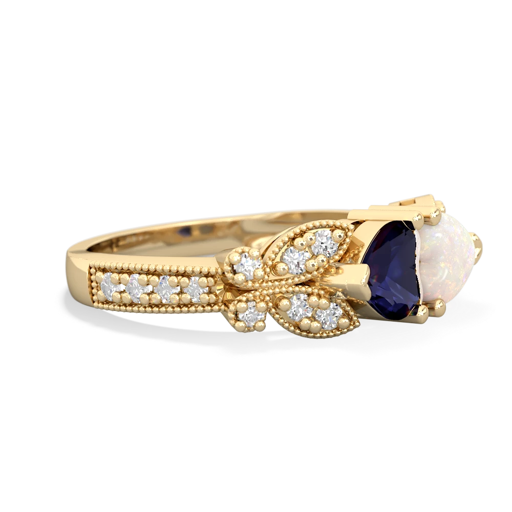 Sapphire Diamond Butterflies 14K Yellow Gold ring R5601