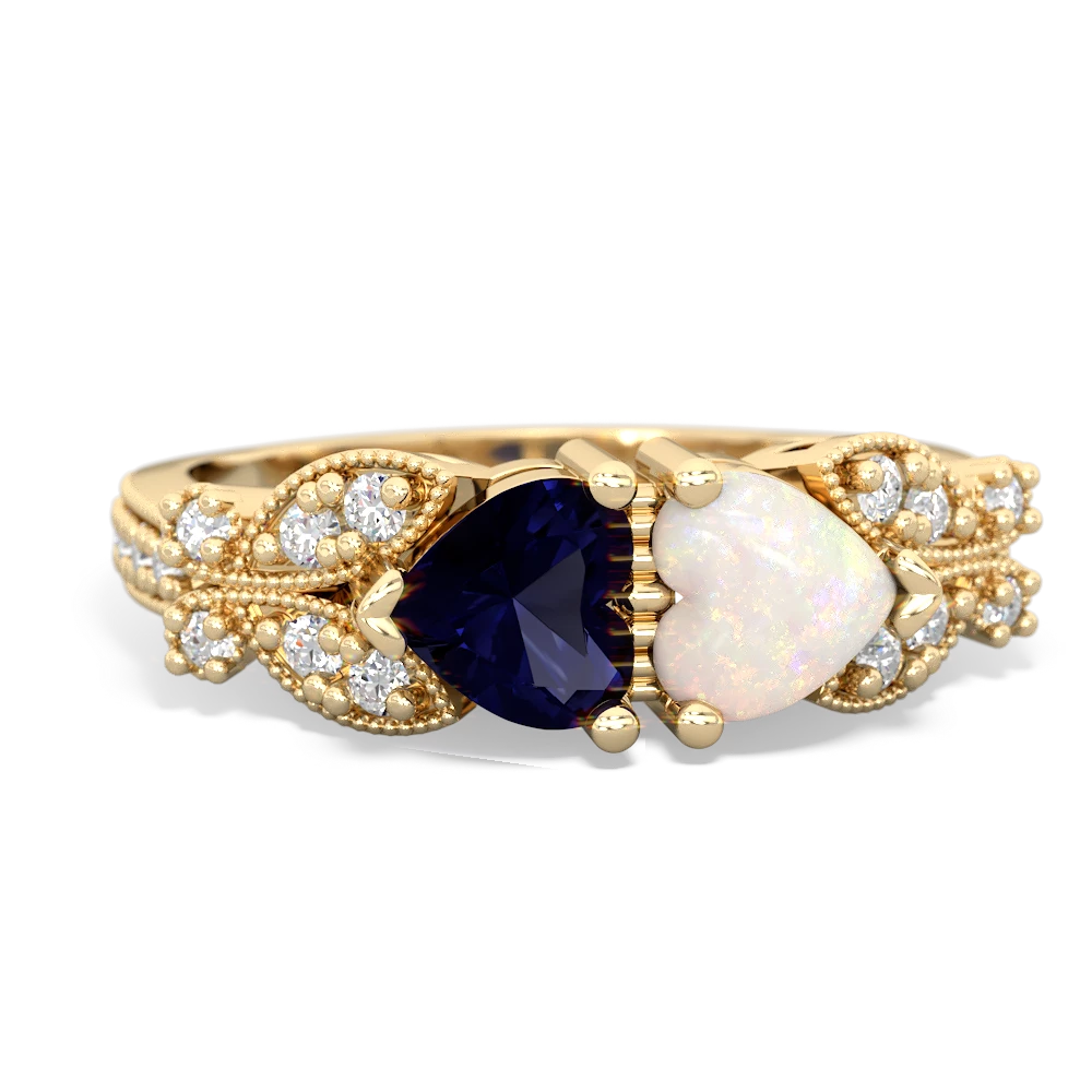 Sapphire Diamond Butterflies 14K Yellow Gold ring R5601