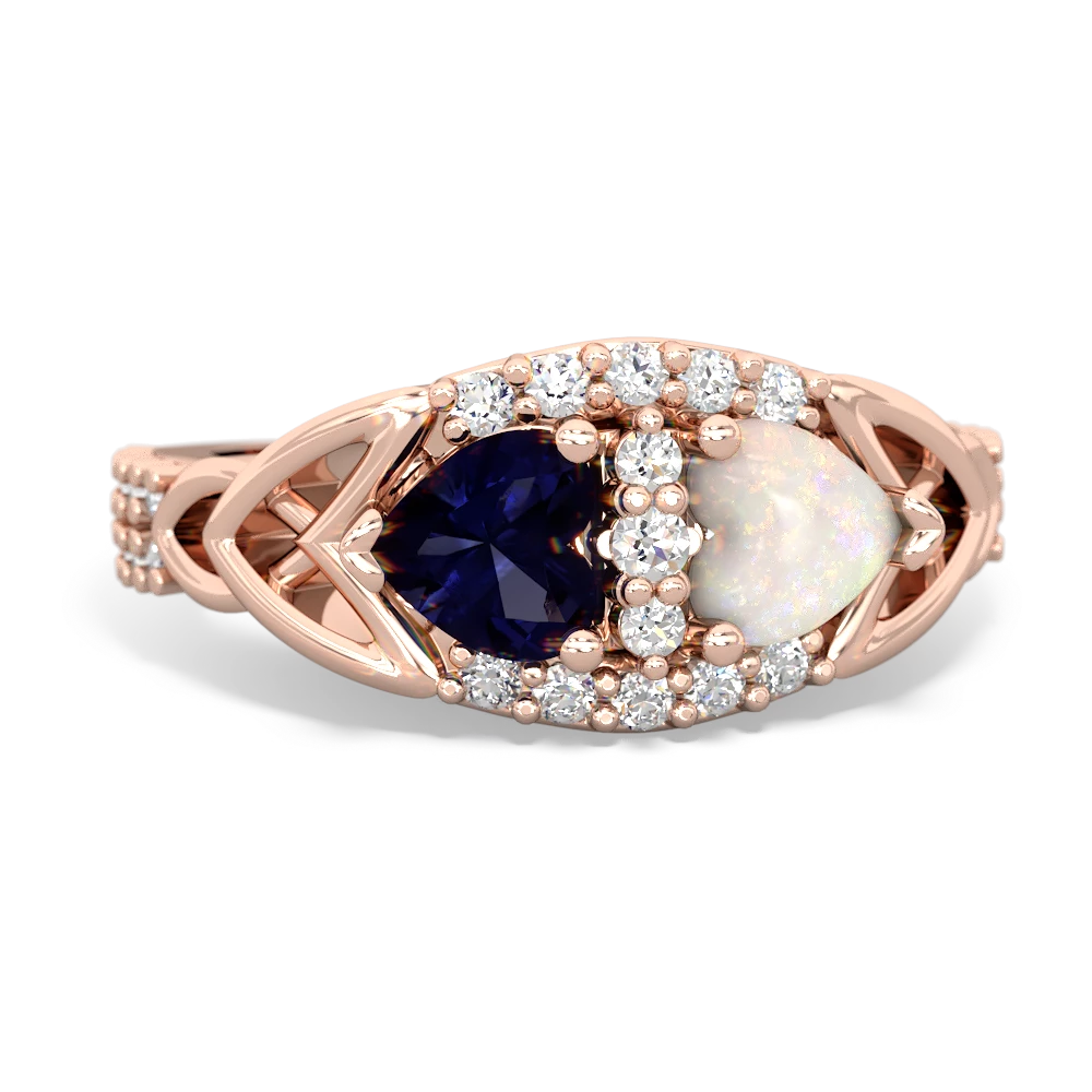 Sapphire Sparkling Celtic Knot 14K Rose Gold ring R2645